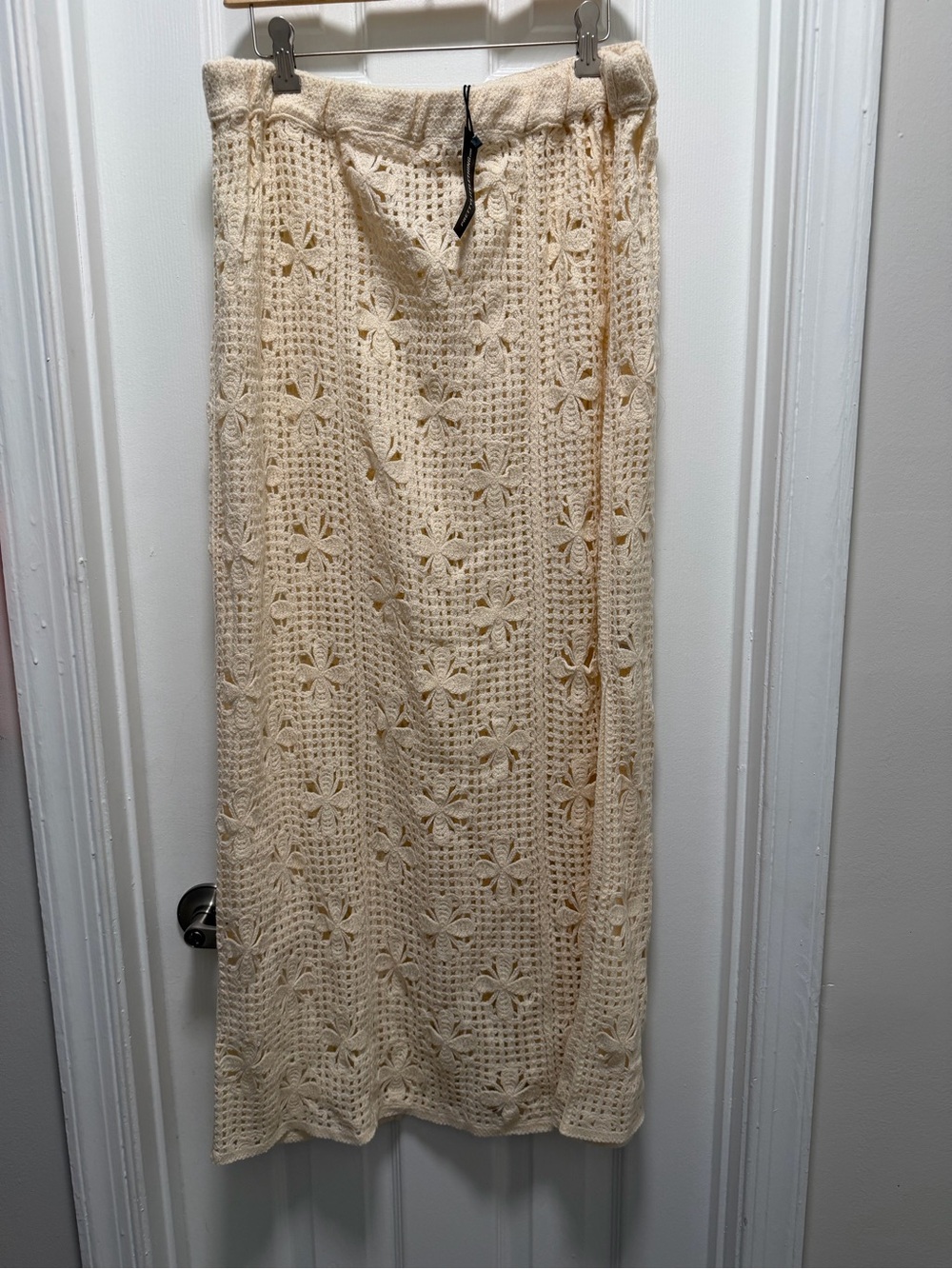 PrettyLittleThing Cream Crochet Maxi Skirt